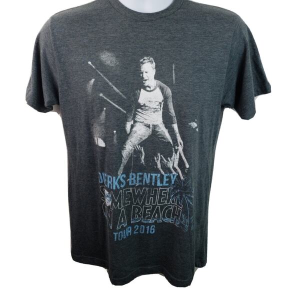 Dierks Bentley Somewhere on a beach 2016 tour gray tshirt size Medium - Picture 1 of 5